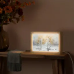 Winter - Bomen - Natuur - Acryl - Kunst Light Box met kabel (Tafellamp) klein -sfeer4