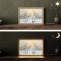 Winter - Bomen - Natuur - Acryl - Kunst Light Box met kabel (Tafellamp) klein -sfeer3