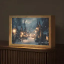 Winterdorp - Sneeuw - Donker Light Box met kabel (Tafellamp) klein -z3d_website