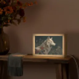 Wolf - Bloemen - Natuur Light Box met kabel (Tafellamp) klein -sfeer4