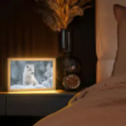 Wolf - Pup - Sneeuw Light Box met kabel (Tafellamp) klein -sfeer1