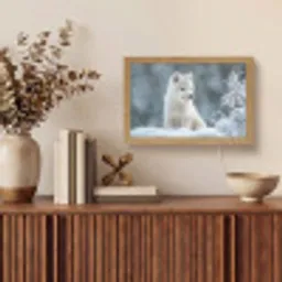 Wolf - Pup - Sneeuw Light Box met kabel (Tafellamp) klein -sfeer2