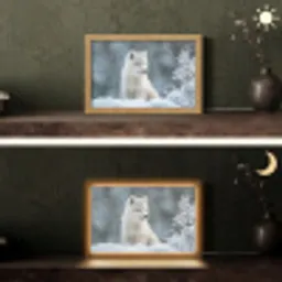 Wolf - Pup - Sneeuw Light Box met kabel (Tafellamp) klein -sfeer3