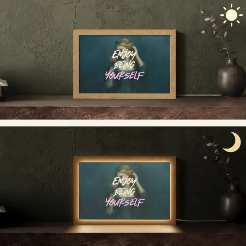 Vrouw - Roos - Quote Light Box met kabel (Tafellamp) klein -sfeer3