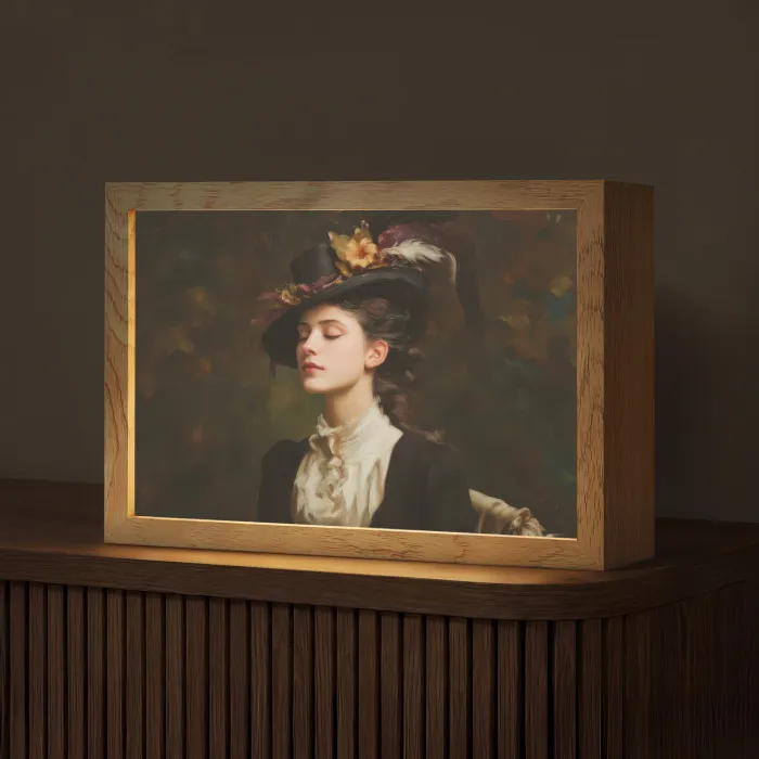 Vrouw - Victoriaans - Portret Light Box met kabel (Tafellamp) klein -z3d_website