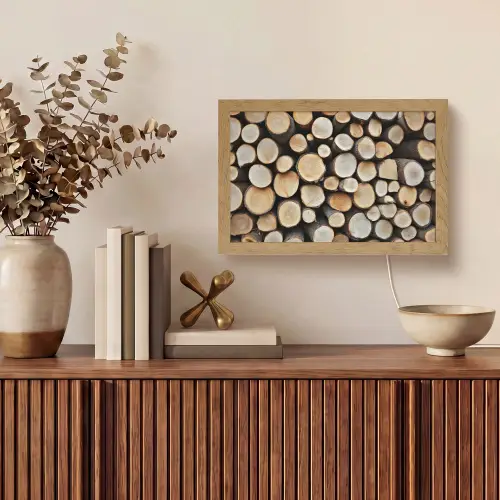 Hout - Boomstammen - Textuur Light Box met kabel (Tafellamp) klein -sfeer2