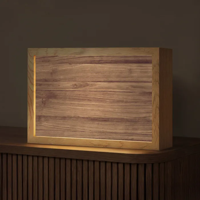 Houtlook - Bruin Light Box met kabel (Tafellamp) klein -z3d_website
