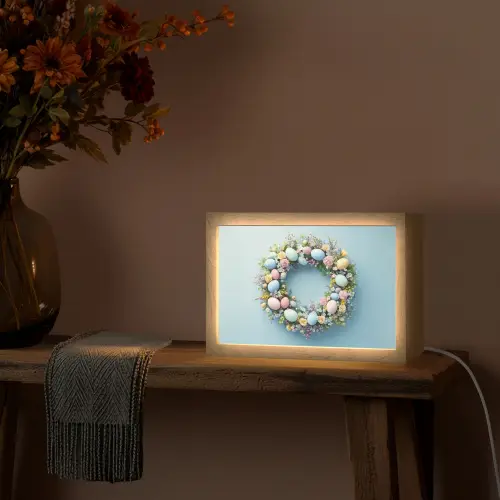 Krans - Eieren - Bloemen Light Box met kabel (Tafellamp) klein -sfeer4