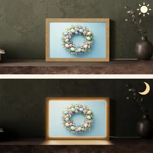 Krans - Eieren - Bloemen Light Box met kabel (Tafellamp) klein -sfeer3