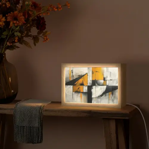 Geel - Abstract - Modern - Vormen Light Box met kabel (Tafellamp) klein -sfeer4