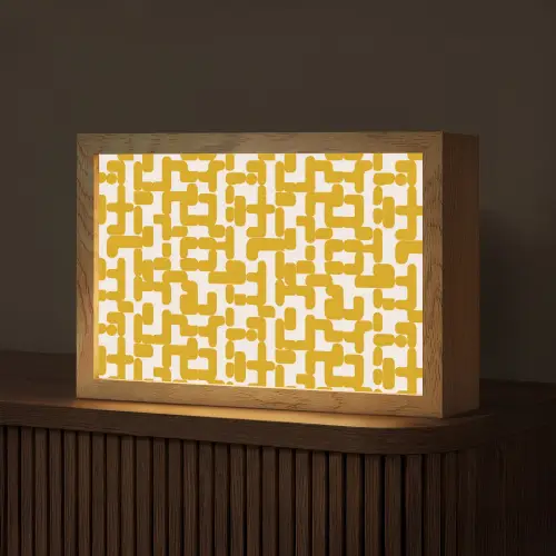 Geel - Beige - Patroon Light Box met kabel (Tafellamp) klein 924 -z3d_website