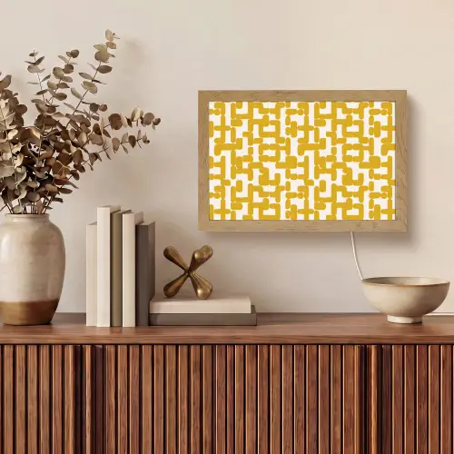 Geel - Beige - Patroon Light Box met kabel (Tafellamp) klein 924 -sfeer2