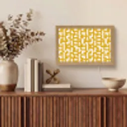 Geel - Beige - Patroon Light Box met kabel (Tafellamp) klein 924 -sfeer2