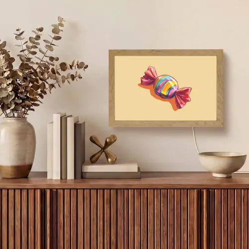 Geel - Snoep - Kleur Light Box met kabel (Tafellamp) klein -sfeer2