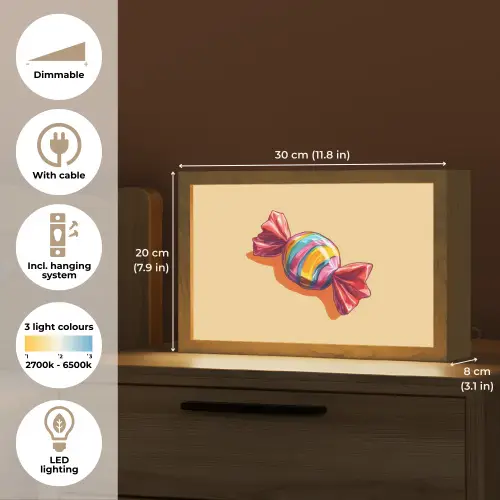 Geel - Snoep - Kleur Light Box met kabel (Tafellamp) klein -USP_EN