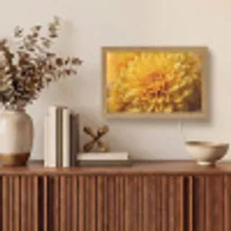 Geel - Chrysant - Zachtheid Light Box met kabel (Tafellamp) klein -sfeer2