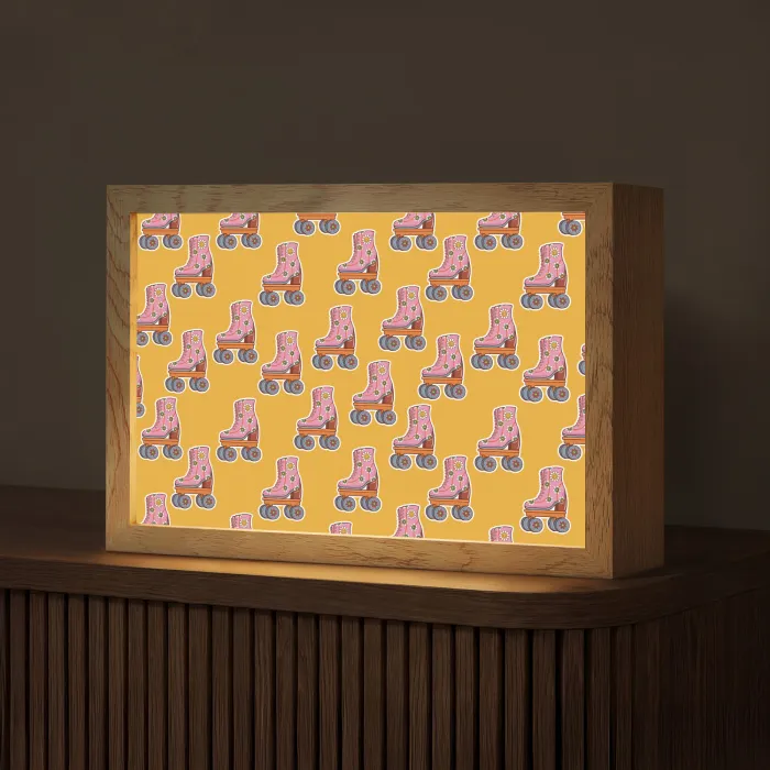 Geel - Rolschaatsen - Patroon Light Box met kabel (Tafellamp) klein 924 -z3d_website