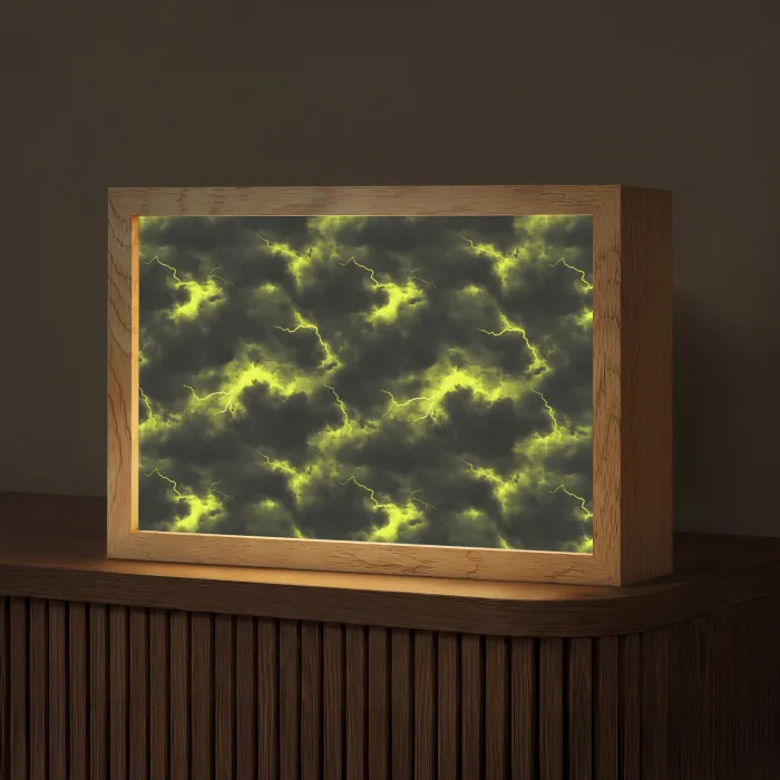 Geel - Storm - Wolken Light Box met kabel (Tafellamp) klein 924 -z3d_website