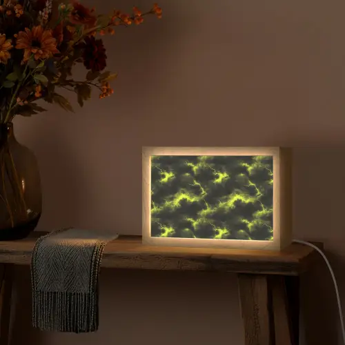 Geel - Storm - Wolken Light Box met kabel (Tafellamp) klein 924 -sfeer4