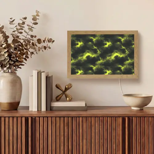 Geel - Storm - Wolken Light Box met kabel (Tafellamp) klein 924 -sfeer2