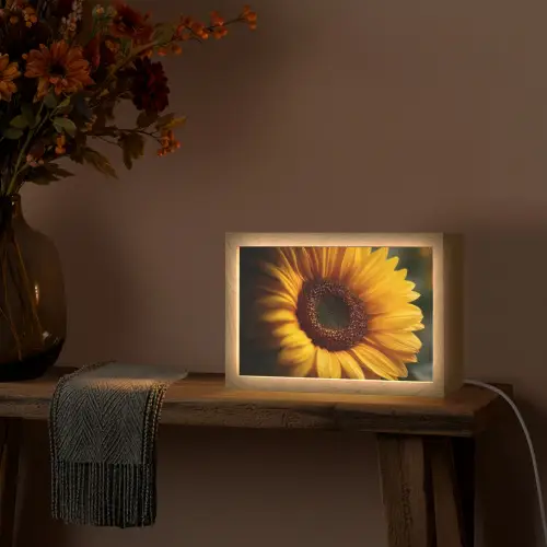 Geel - Zonnebloem - Zomers Light Box met kabel (Tafellamp) klein -sfeer4