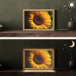 Geel - Zonnebloem - Zomers Light Box met kabel (Tafellamp) klein -sfeer3