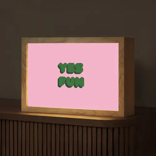 Yes fun - Groen - Roze Light Box met kabel (Tafellamp) klein -z3d_website
