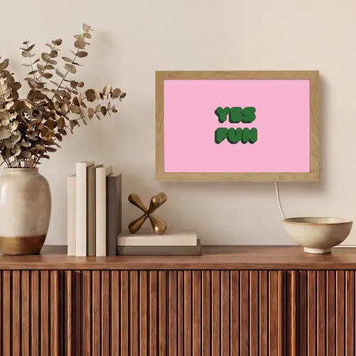Yes fun - Groen - Roze Light Box met kabel (Tafellamp) klein -sfeer2