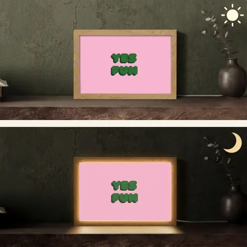 Yes fun - Groen - Roze Light Box met kabel (Tafellamp) klein -sfeer3