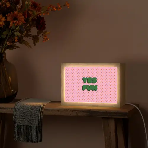 Yes fun - Groen - Roze - Stippen Light Box met kabel (Tafellamp) klein -sfeer4