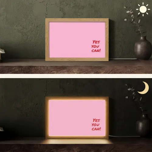 Yes you can do it - Rood - Roze Light Box met kabel (Tafellamp) klein -sfeer3
