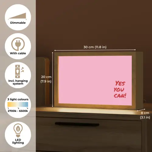 Yes you can do it - Rood - Roze Light Box met kabel (Tafellamp) klein -USP_EN