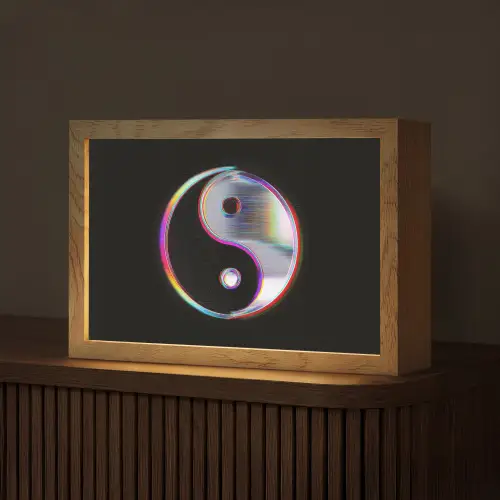 Yin-Yang - Cirkel - Regenboog Light Box met kabel (Tafellamp) klein -z3d_website
