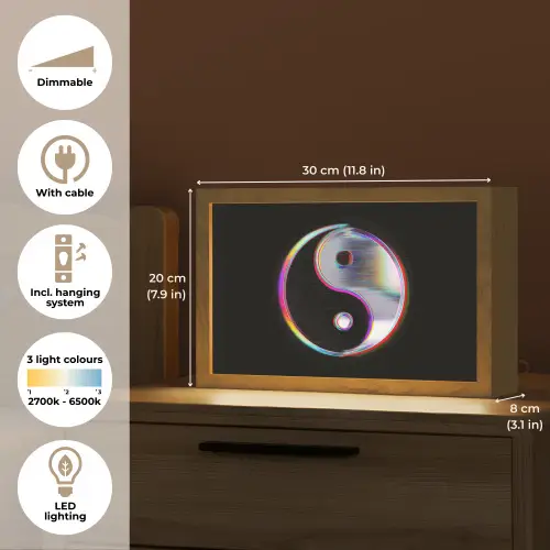 Yin-Yang - Cirkel - Regenboog Light Box met kabel (Tafellamp) klein -USP_EN