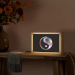 Yin-Yang - Cirkel - Regenboog Light Box met kabel (Tafellamp) klein -sfeer4