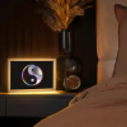 Yin-Yang - Cirkel - Regenboog Light Box met kabel (Tafellamp) klein -sfeer1