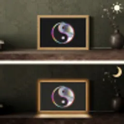 Yin-Yang - Cirkel - Regenboog Light Box met kabel (Tafellamp) klein -sfeer3