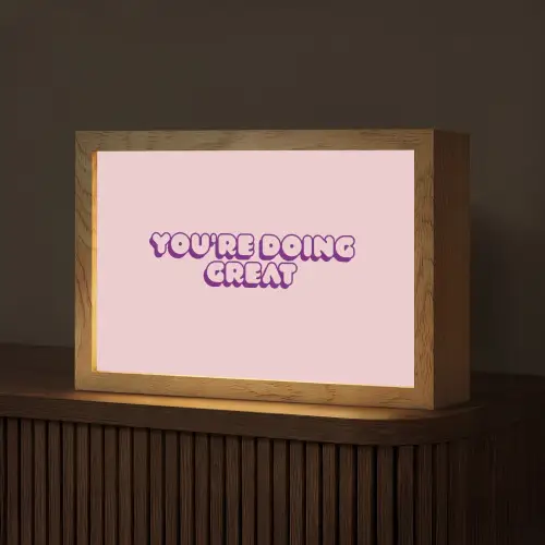 You're doing great - roze - 3D Light Box met kabel (Tafellamp) klein -z3d_website