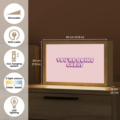 You're doing great - roze - 3D Light Box met kabel (Tafellamp) klein -USP_EN
