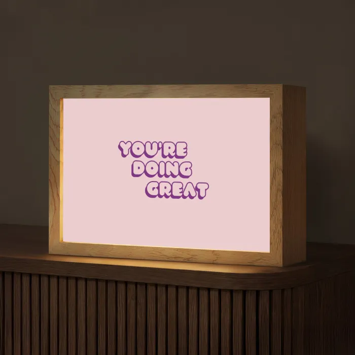 You're doing great - Roze - Bubble letters Light Box met kabel (Tafellamp) klein -z3d_website
