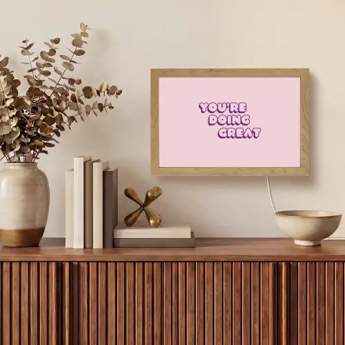 You're doing great - Roze - Bubble letters Light Box met kabel (Tafellamp) klein -sfeer2