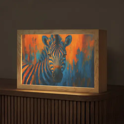 Zebra - Abstract - Blauw Light Box met kabel (Tafellamp) klein -z3d_website