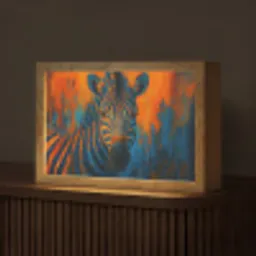 Zebra - Abstract - Blauw Light Box met kabel (Tafellamp) klein -z3d_website