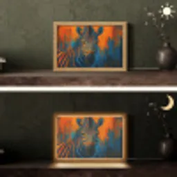 Zebra - Abstract - Blauw Light Box met kabel (Tafellamp) klein -sfeer3