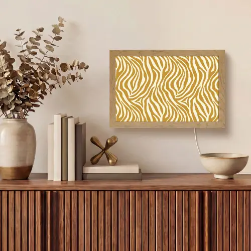 Zebra - Klassiek - Oker - Geel Light Box met kabel (Tafellamp) klein 924 -sfeer2