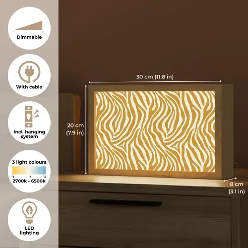 Zebra - Klassiek - Oker - Geel Light Box met kabel (Tafellamp) klein 924 -USP_EN