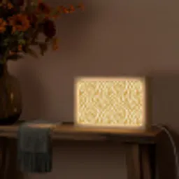Zebra - Klassiek - Oker - Geel Light Box met kabel (Tafellamp) klein 924 -sfeer4