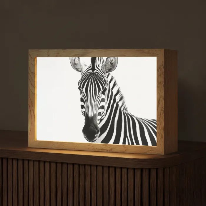 Zebra - Close-up - Zwart - Strepen Light Box met kabel (Tafellamp) klein -z3d_website