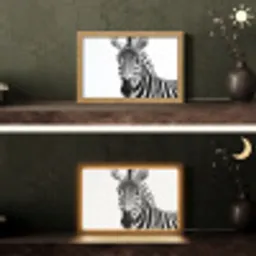 Zebra - Close-up - Zwart - Strepen Light Box met kabel (Tafellamp) klein -sfeer3