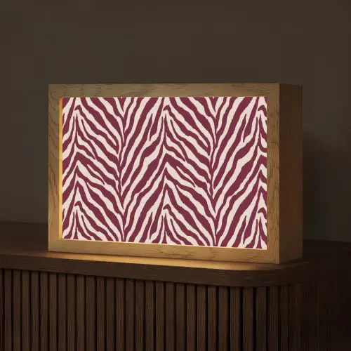 Zebra - Motief - Bordeaux - Rood Light Box met kabel (Tafellamp) klein 924 -z3d_website